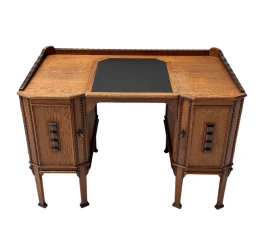 Art Deco Amsterdamse School Oak Pedestal Desk, 1920s